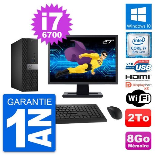 Computadora Dell OptiPlex 5040 SFF - Pantalla de 27', Intel i7-6700, 8GB de RAM, 2TB HDD, HDMI