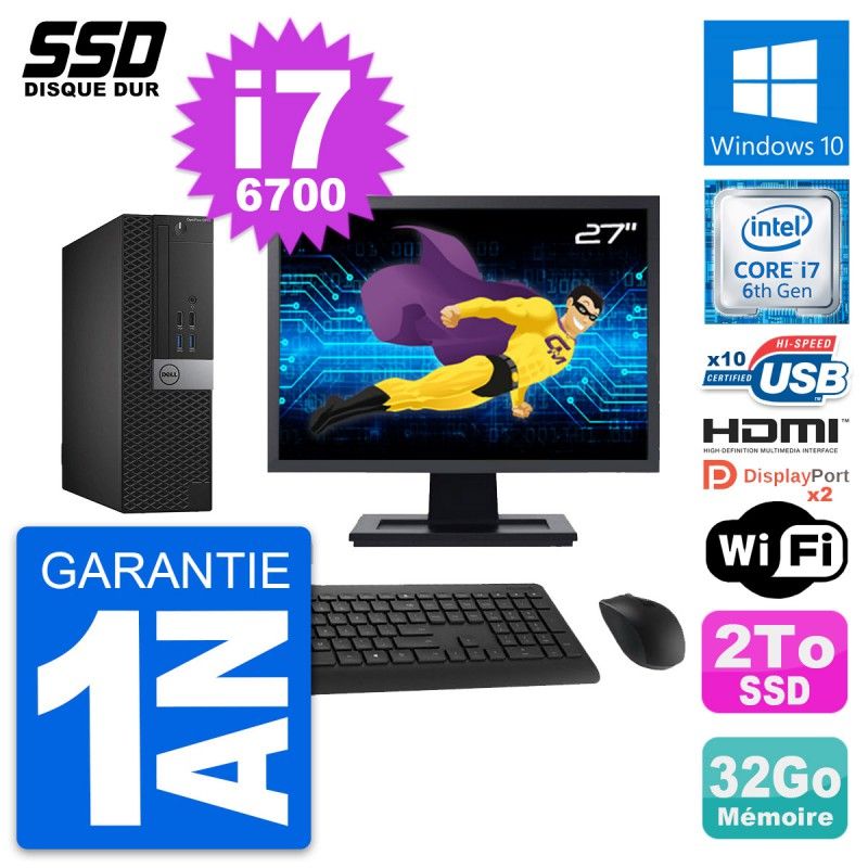 Dell OptiPlex 5040 SFF Computer | 27" Screen | Intel i7-6700 | 32GB RAM | 2TB SSD | WiFi