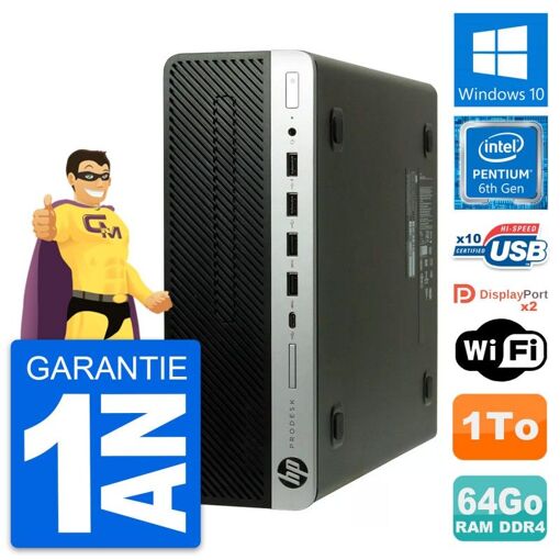 PC HP ProDesk 600 G3 SFF - Intel Pentium G4400, 64GB de RAM, 1TB HDD, Windows 10
