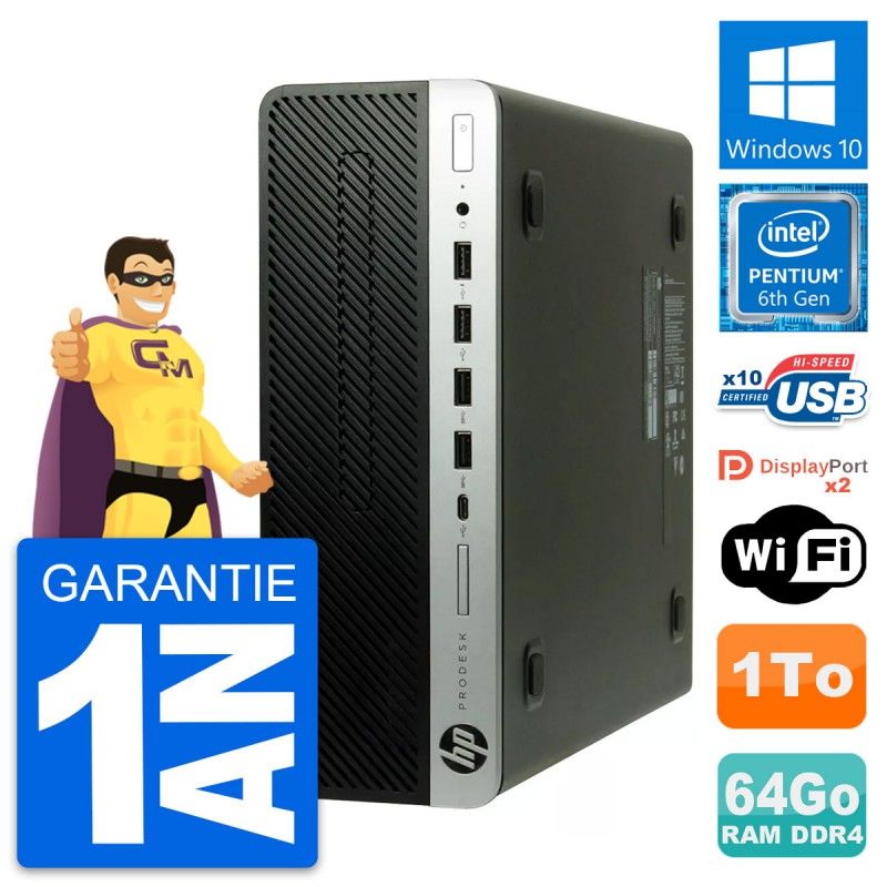 HP ProDesk 600 G3 SFF PC - Intel Pentium G4400, 64GB RAM, 1TB HDD, Windows 10