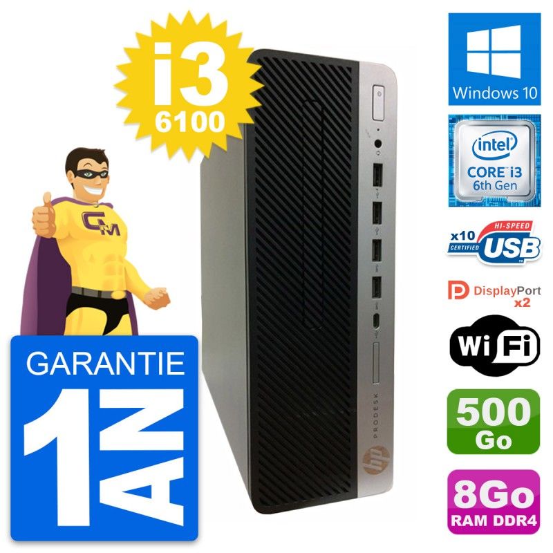 HP ProDesk 600 G3 SFF Computer - Intel i3-6100, 8GB RAM, 500GB Hard Drive, Windows 10, WiFi