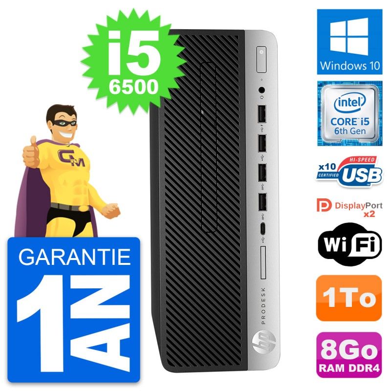 HP ProDesk 600 G3 SFF Computer - Intel i5-6500, 8GB RAM, 1TB HDD, Windows 10, WiFi