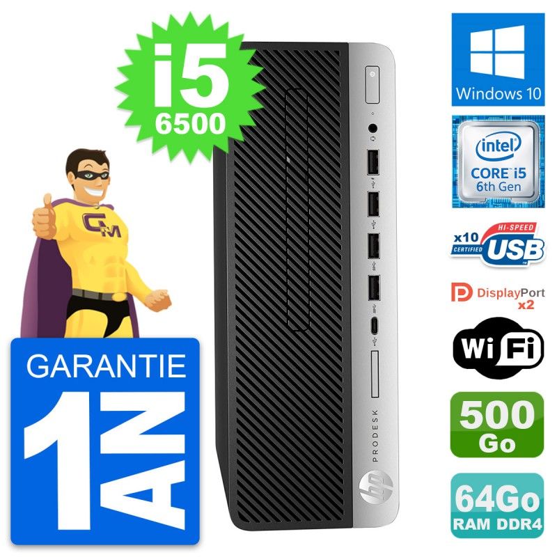 HP ProDesk 600 G3 SFF Desktop PC - Intel Core i5-6500, 64GB RAM, 500GB Hard Drive, Windows 10, WiFi