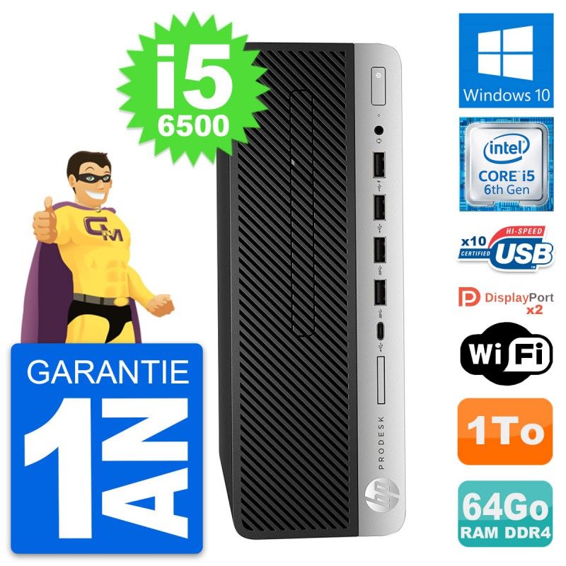 HP ProDesk 600 G3 SFF PC - Intel Core i5, 64GB RAM, 1TB HDD, Windows 10, WiFi