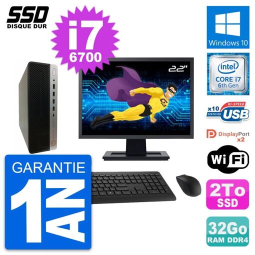 Computadora HP ProDesk 600 G3 SFF | Pantalla de 22" | Intel Core i7-6700 | 32 GB RAM | 2 TB SSD | Windows 10 | WiFi