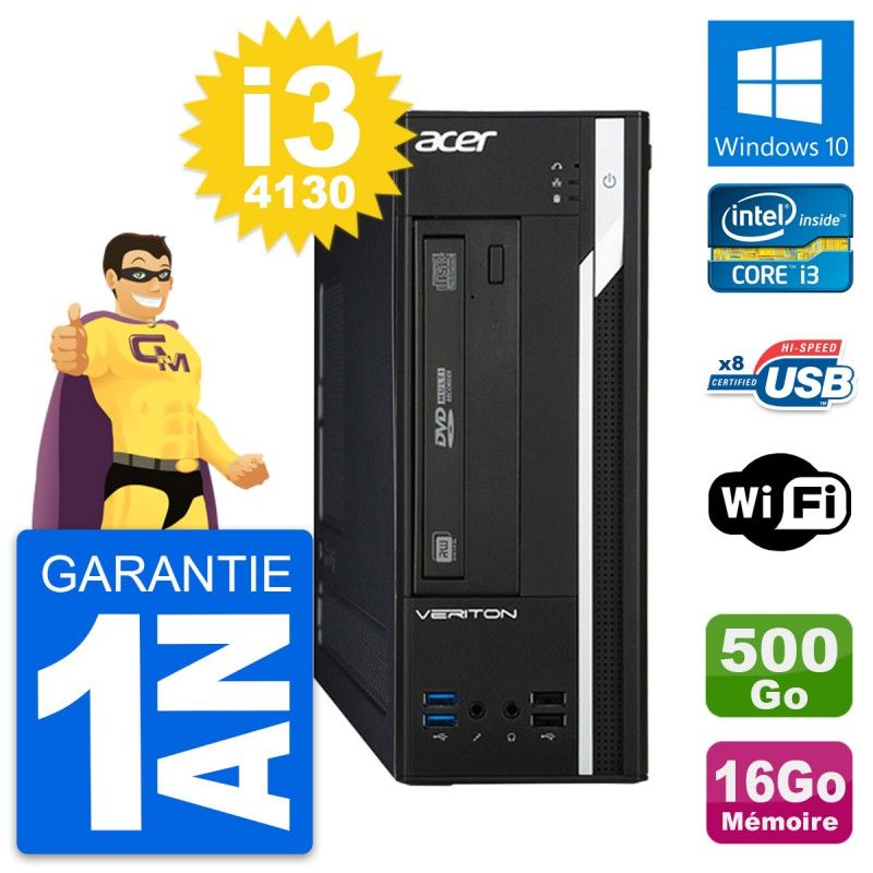 Acer Veriton X2632G SFF Desktop Computer, Intel i3-4130, 16GB RAM, 500GB HDD, Windows 10, Wi-Fi