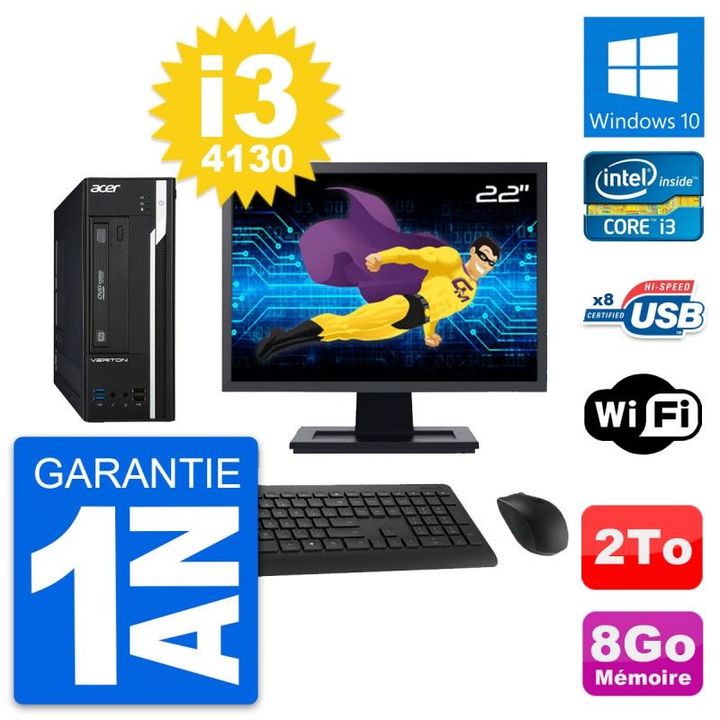 Acer Veriton X2632G SFF 22-Inch All-in-One Computer, Intel i3-4130, 8GB RAM, 2TB HDD, Windows 10, WiFi