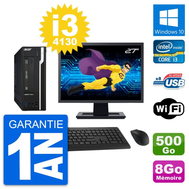 Acer Veriton X2632G SFF 27-Inch Computer, Intel i3-4130, 8GB RAM, 500GB HDD, Windows 10, WiFi