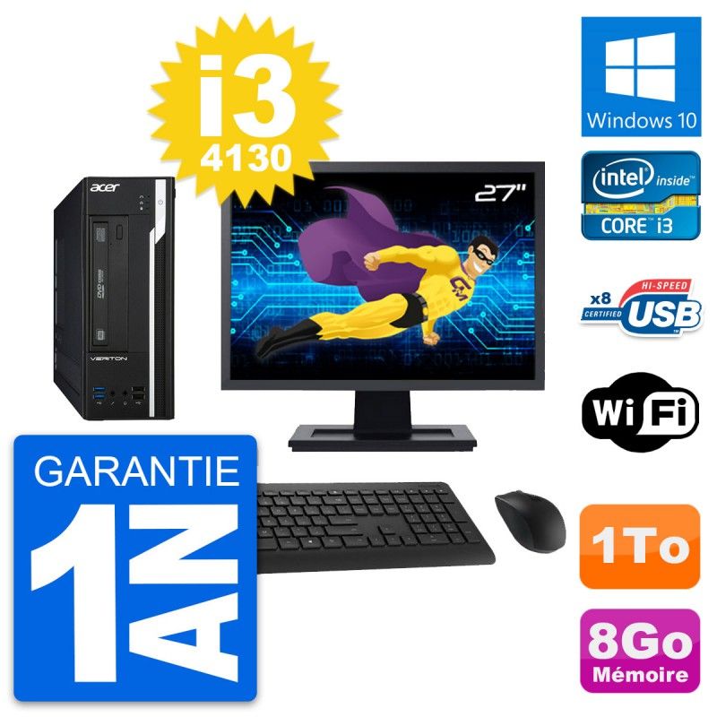 Acer Veriton X2632G SFF 27-inch All-in-One Computer, Intel i3-4130, 8GB RAM, 1TB HDD, Windows 10, WiFi