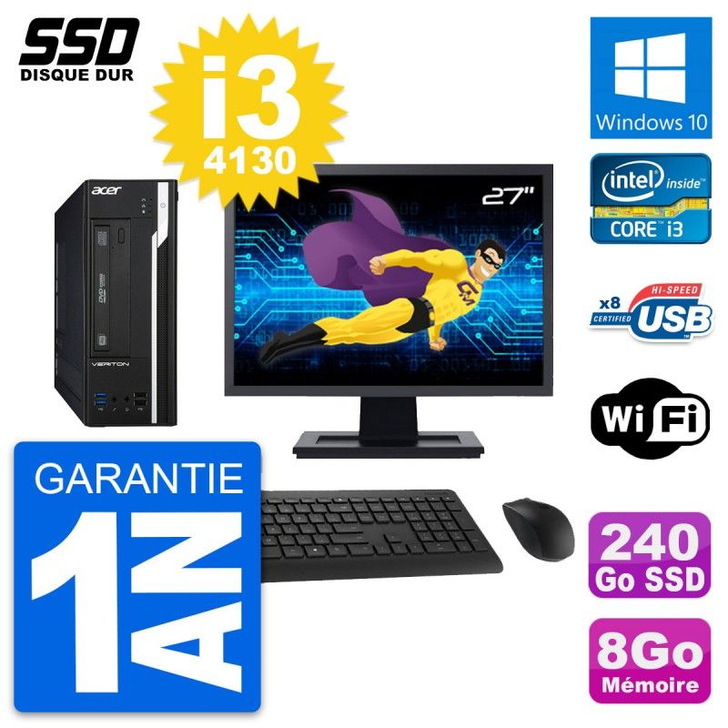 Acer Veriton X2632G SFF 27-Inch All-in-One Computer, i3-4130, 8GB RAM, 240GB SSD, Windows 10, WiFi