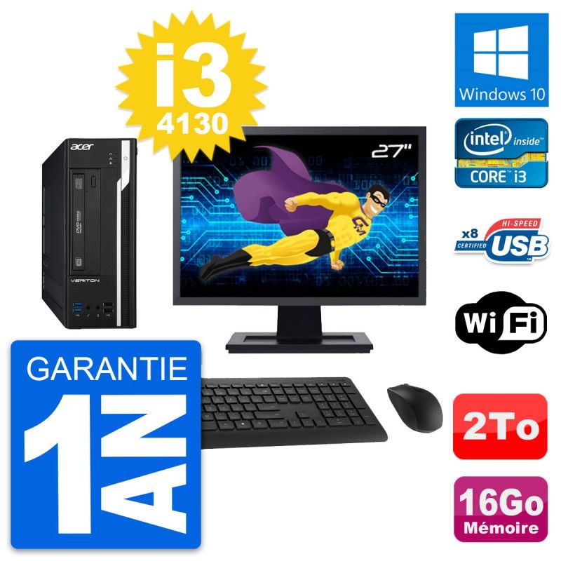 Acer Veriton X2632G SFF 27-Inch All-in-One Computer, Intel i3-4130, 16GB RAM, 2TB HDD, Windows 10, WiFi