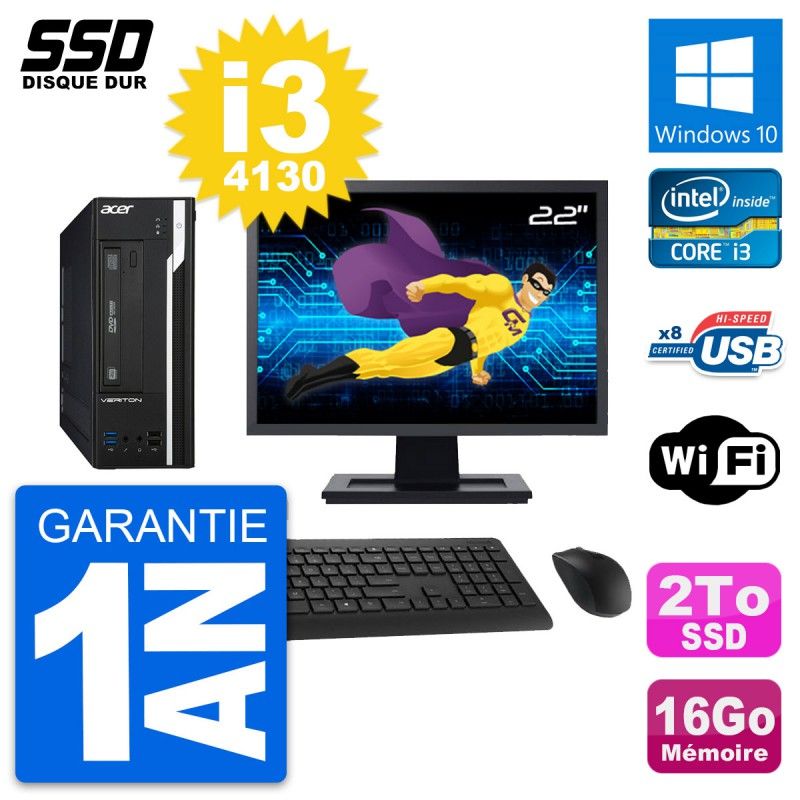 Acer Veriton X2632G SFF 22-Inch Computer - i3-4130, 16GB RAM, 2TB SSD, Windows 10, Wifi