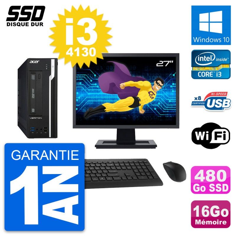 Acer Veriton X2632G SFF 27-Inch All-in-One PC - Intel i3-4130, 16GB RAM, 480GB SSD, Windows 10, WiFi
