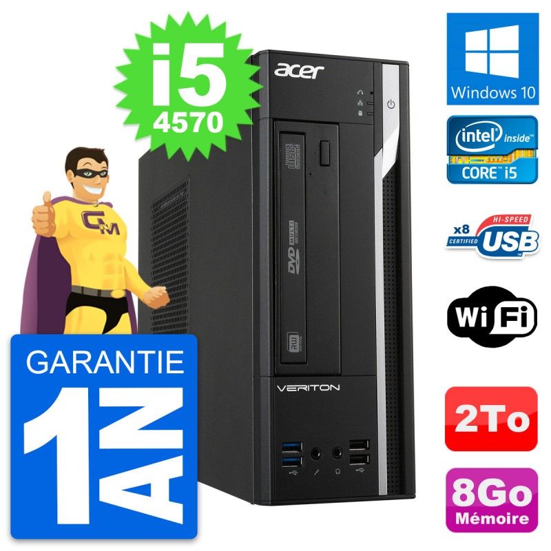 Acer Veriton X2632G SFF Desktop PC - Intel i5-4570, 8GB RAM, 2TB HDD, Windows 10, WiFi