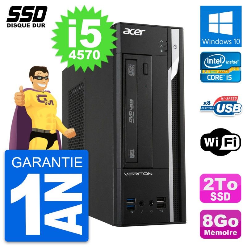 Acer Veriton X2632G SFF Desktop PC - Intel Core i5-4570, 8GB RAM, 2TB SSD, Windows 10, WiFi