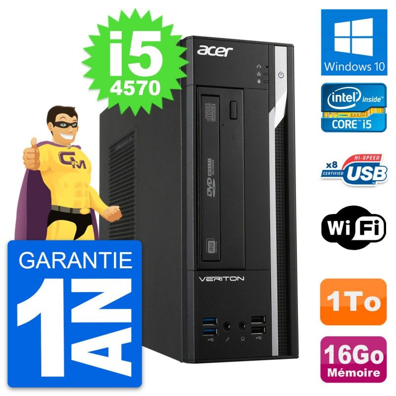 Acer Veriton X2632G SFF PC - Intel i5-4570, 16GB RAM, 1TB HDD, Windows 10, WiFi