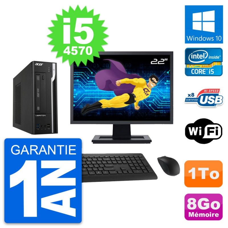 Acer Veriton X2632G SFF 22-Inch Desktop PC - Intel i5-4570, 8GB RAM, 1TB HDD, Windows 10, WiFi