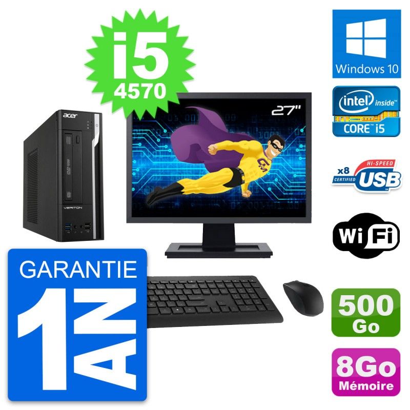 Acer Veriton X2632G SFF 27-Inch Desktop PC - Intel Core i5-4570, 8GB RAM, 500GB HDD, Windows 10, WiFi