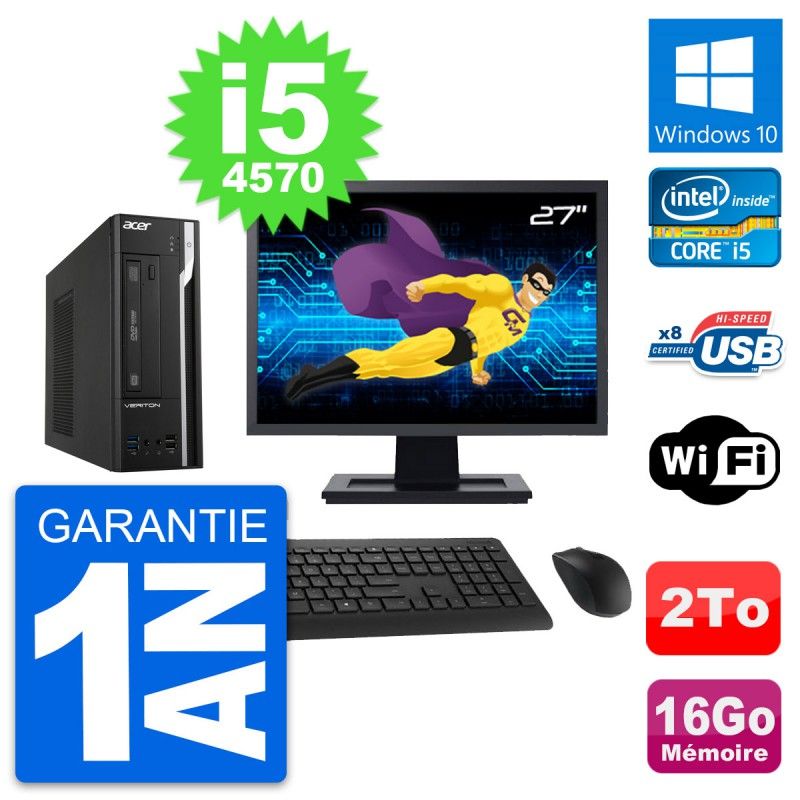 Acer Veriton X2632G SFF 27-Inch All-in-One PC, Intel i5-4570, 16GB RAM, 2TB Storage, Windows 10, WiFi