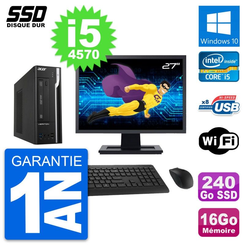 Acer Veriton X2632G SFF 27-Inch PC - Intel i5, 16GB RAM, 240GB SSD, Windows 10, WiFi