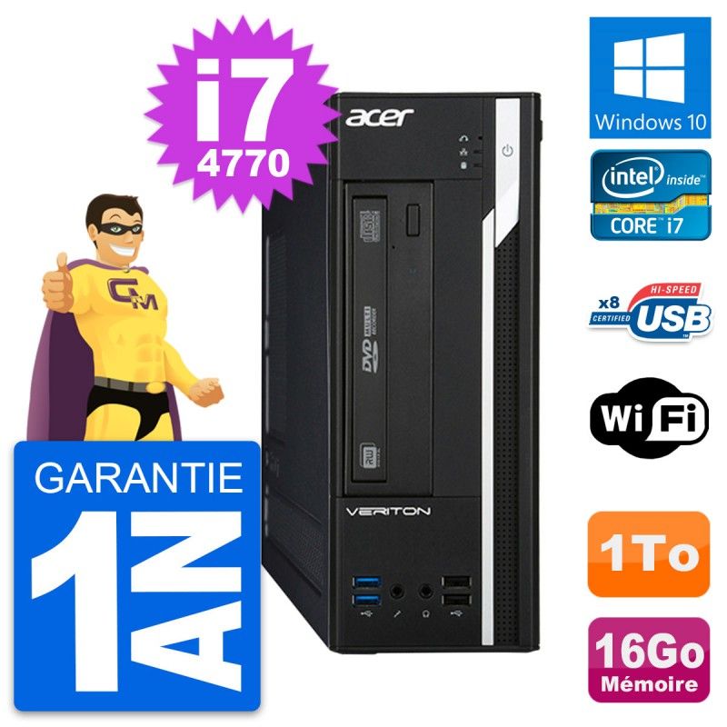 Acer Veriton X2632G SFF Desktop PC - Intel i7-4770, 16GB RAM, 1TB HDD, Windows 10, WiFi
