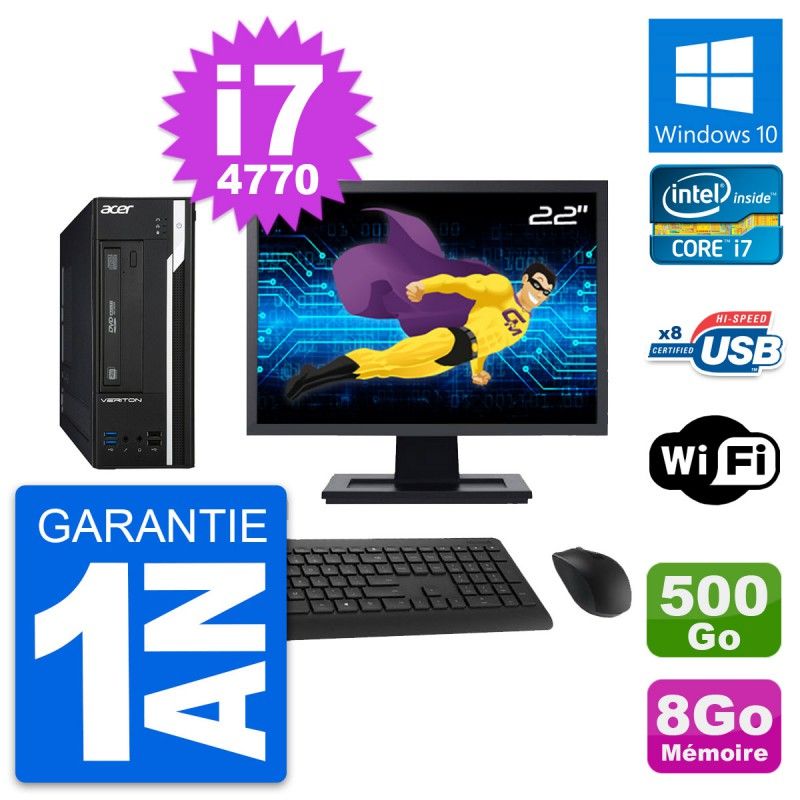 Acer Veriton X2632G SFF 22-inch Intel i7-4770 8GB RAM 500GB HDD Windows 10 WiFi PC