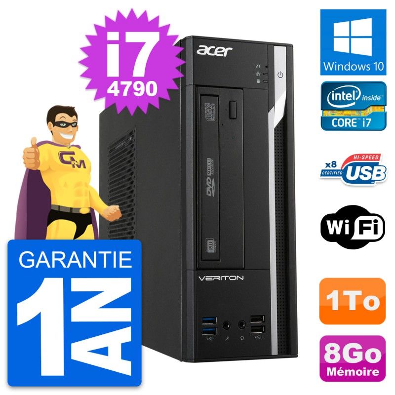 Acer Veriton X2632G SFF Desktop Computer - Intel i7-4790, 8GB RAM, 1TB HDD, Windows 10, WiFi