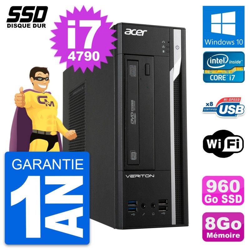 Acer Veriton X2632G SFF Desktop PC - Intel Core i7-4790, 8GB RAM, 960GB SSD, Windows 10, WiFi