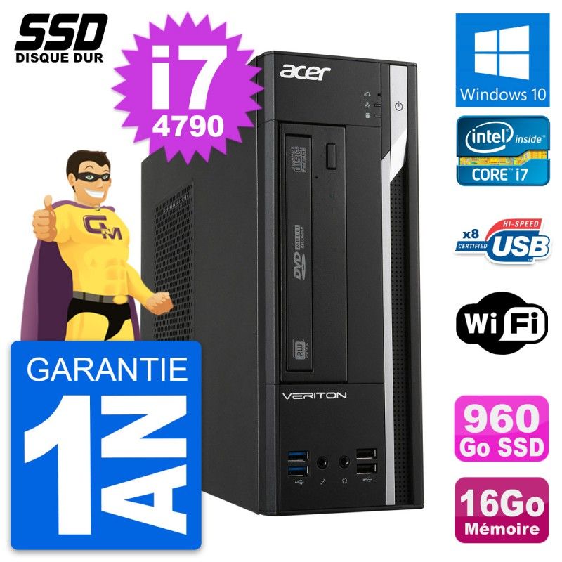 Acer Veriton X2632G SFF Desktop Computer - Intel Core i7-4790, 16GB RAM, 960GB SSD, Windows 10, WiFi