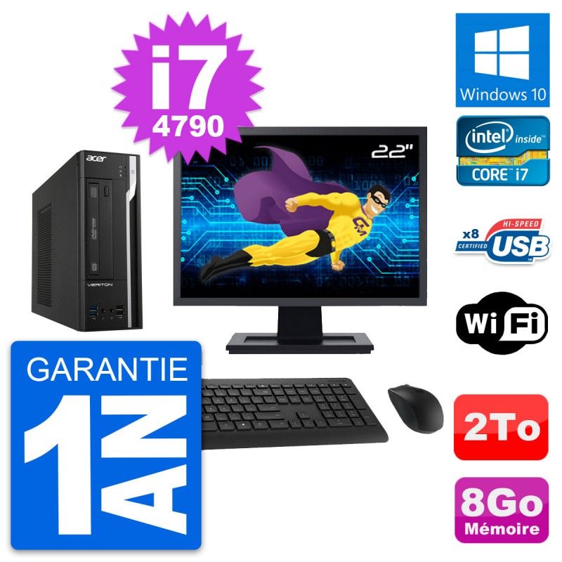 Acer Veriton X2632G SFF 22-inch PC - Intel i7-4790, 8GB RAM, 2TB HDD, Windows 10, WiFi