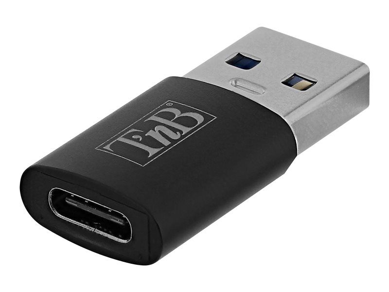 TNB USB Adapter - 24-Pin USB-C (F) to USB (M) - Data Transfer, Fast Charging up to 18 Watts - Black