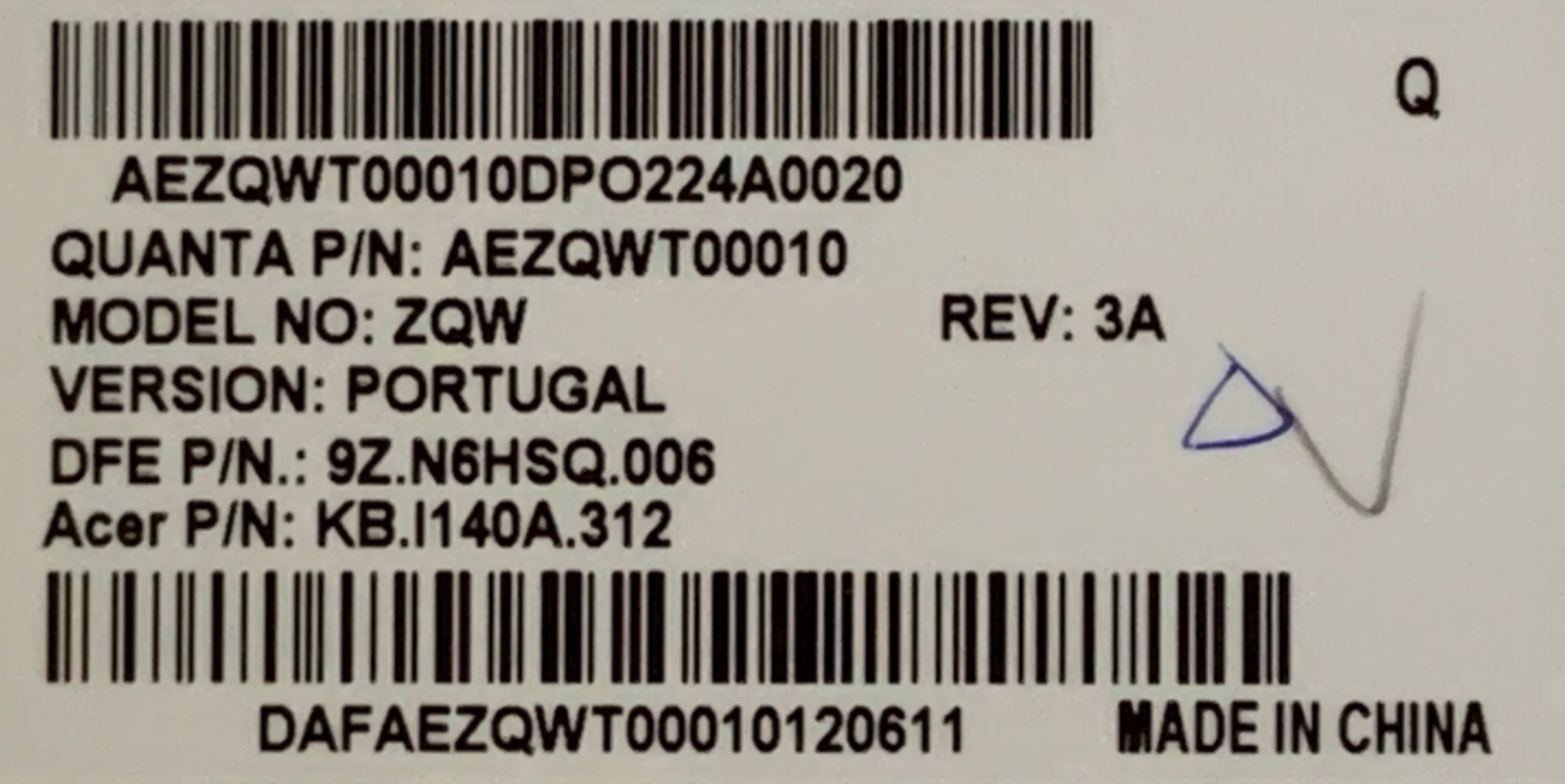 Acer TravelMate TMP243-M Portuguese Qwerty Keyboard