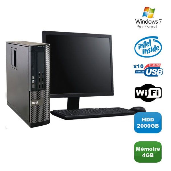 Dell Optiplex 790 SFF Desktop PC - Pentium G840, 2.8GHz, 4GB RAM, 2TB HDD, WiFi, Windows 7 Pro