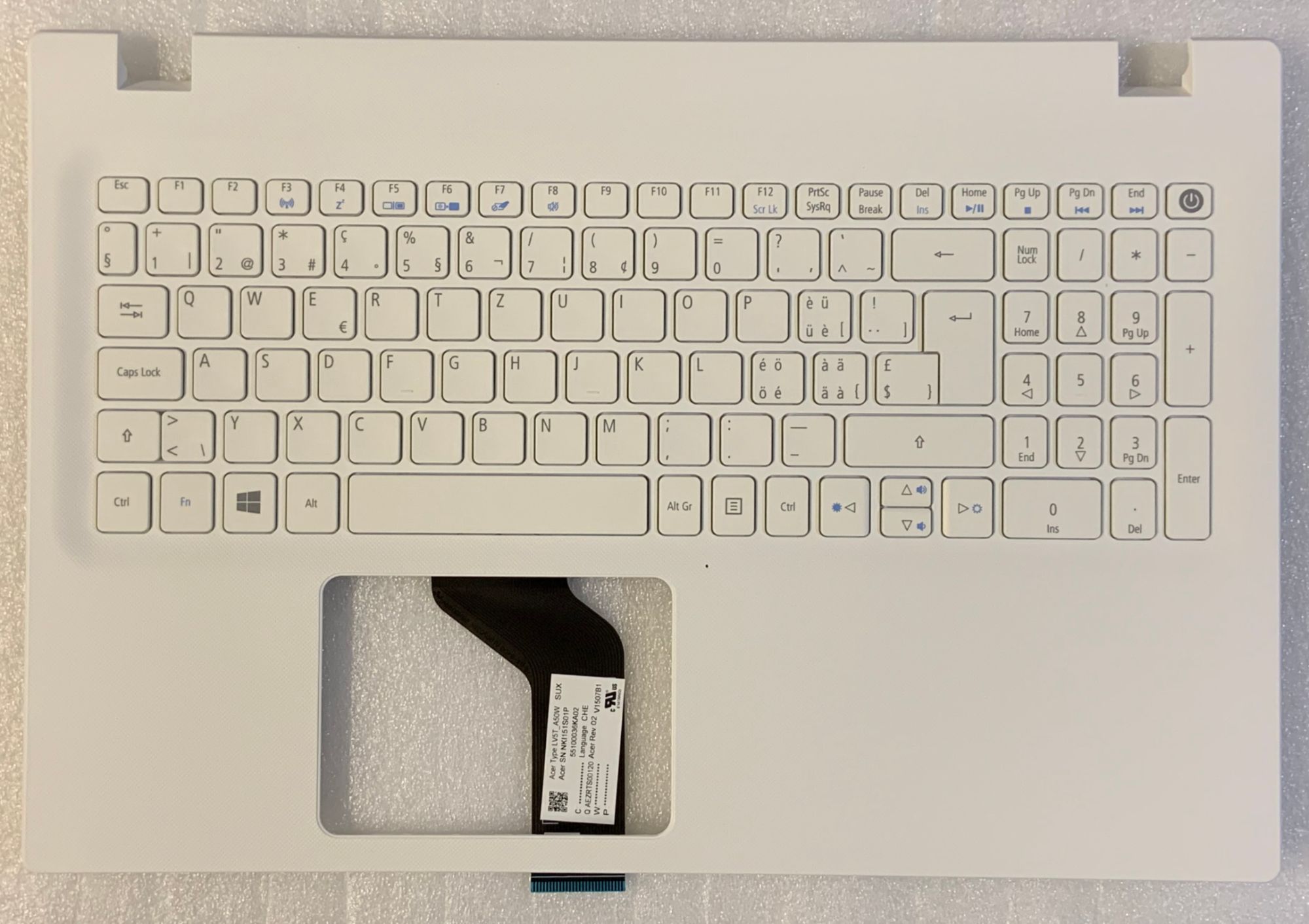 Acer Aspire E5-573 Swiss German Qwerty Keyboard (White)