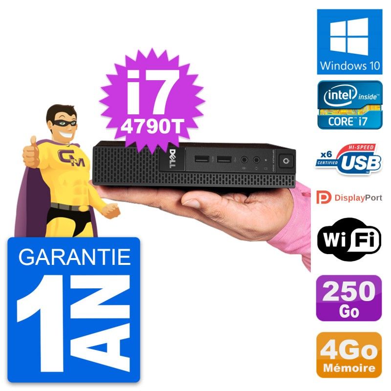 Dell Ultra Mini PC 3020, i7-4790T, 4GB RAM, 250GB HDD, Windows 10, WiFi