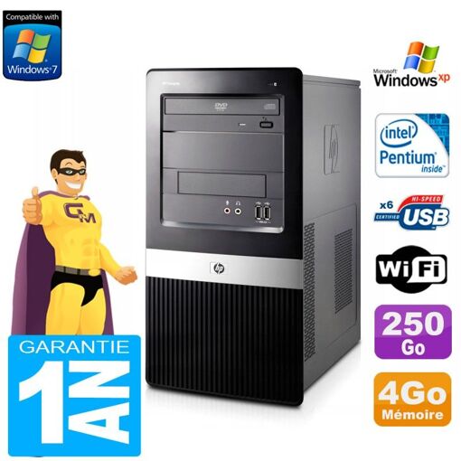 PC Dell - HP Compaq dx2420 MT, Intel E5300, 4GB RAM, Disco Duro 250GB, WiFi, Windows XP Pro