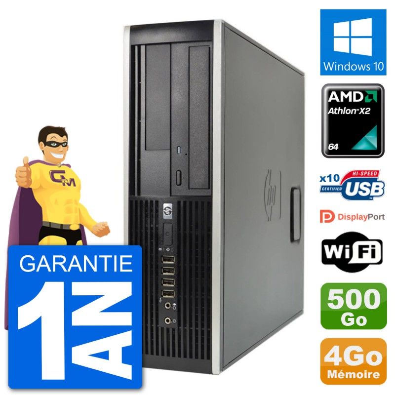 HP 6005 SFF Desktop PC - AMD Athlon II X2 B24, 4GB RAM, 500GB Hard Drive, Windows 10, WiFi