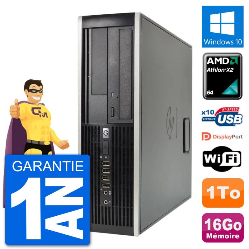 HP 6005 SFF Desktop PC - AMD Athlon II X2 B24, 16GB RAM, 1TB HDD, Windows 10, WiFi