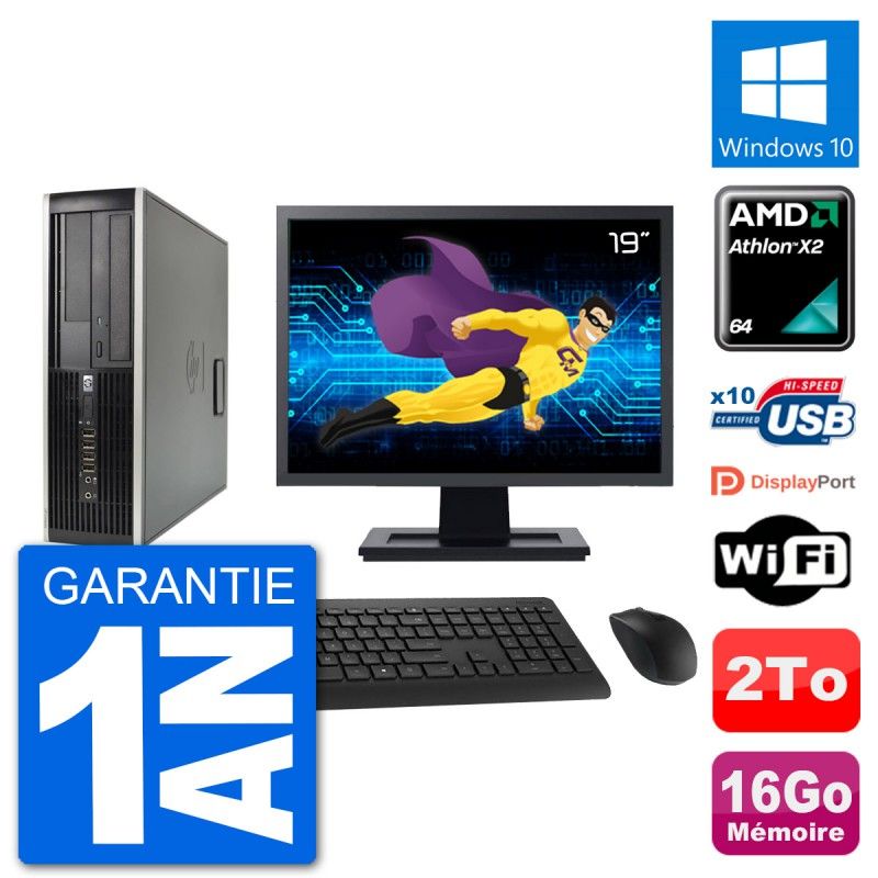 HP 6005 SFF Desktop PC | 19" Screen | AMD Athlon II X2 B24 | 16GB RAM | 2TB Storage | Windows 10