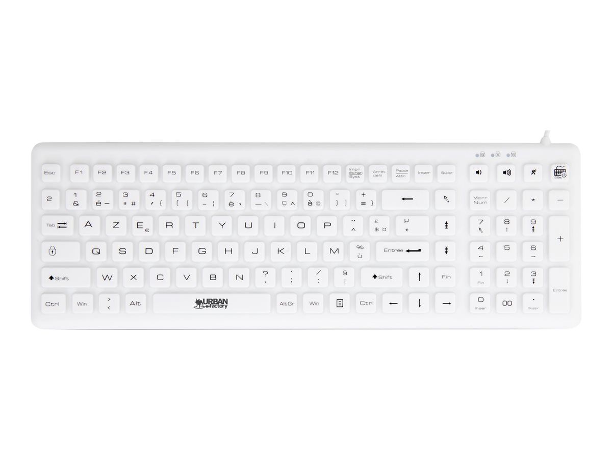 Urban Factory Sanee Keyboard - Washable - USB - QWERTY - Spanish - White