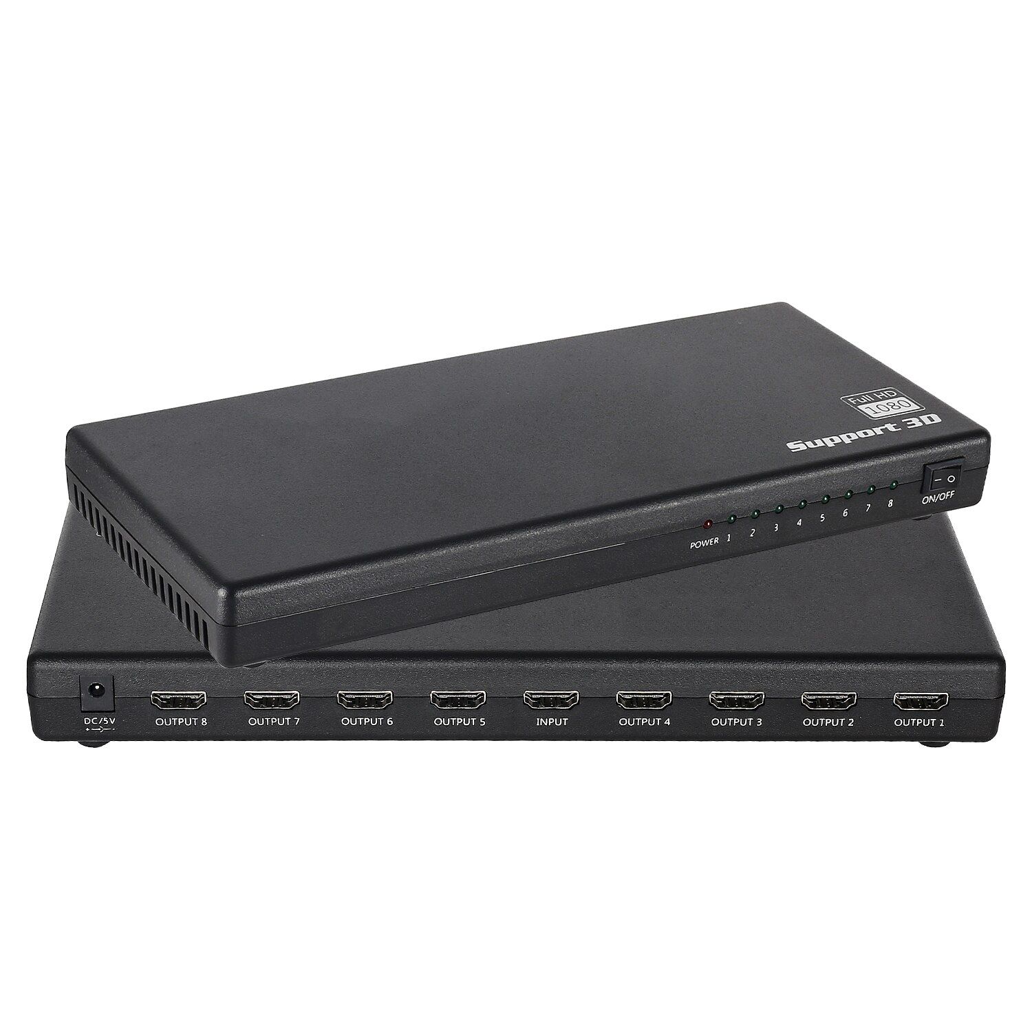 Nipseyteko 8-Port Mini Switch, 3D 1080p, 1x8, 1 Input 8 Outputs, HDMI Compatible