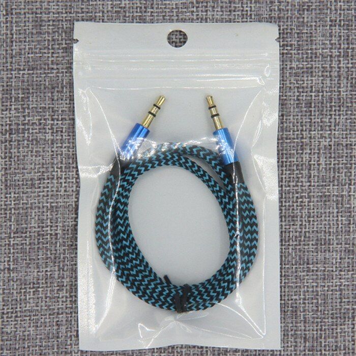 Nipseyteko 3.5mm Audio Cable, Blue, 1m (Metallic Jack, Gold Plug)