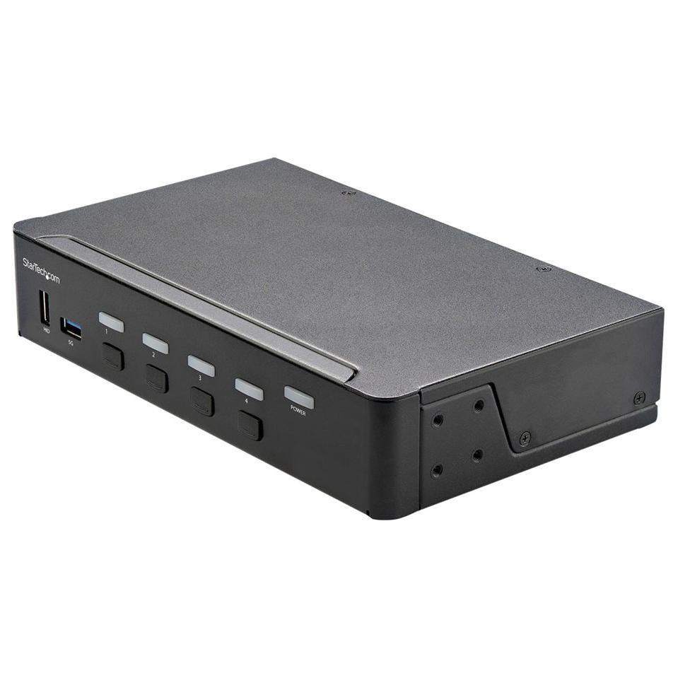 StarTech.com 4-Port HDMI KVM Switch - 1 4K 60Hz Ultra HDR Monitor - Desktop HDMI 2.0 Hub with 2x USB 3.0 (5Gbps) and 4x USB 2.0 HID, Audio - TAA (SV431HU34K6)