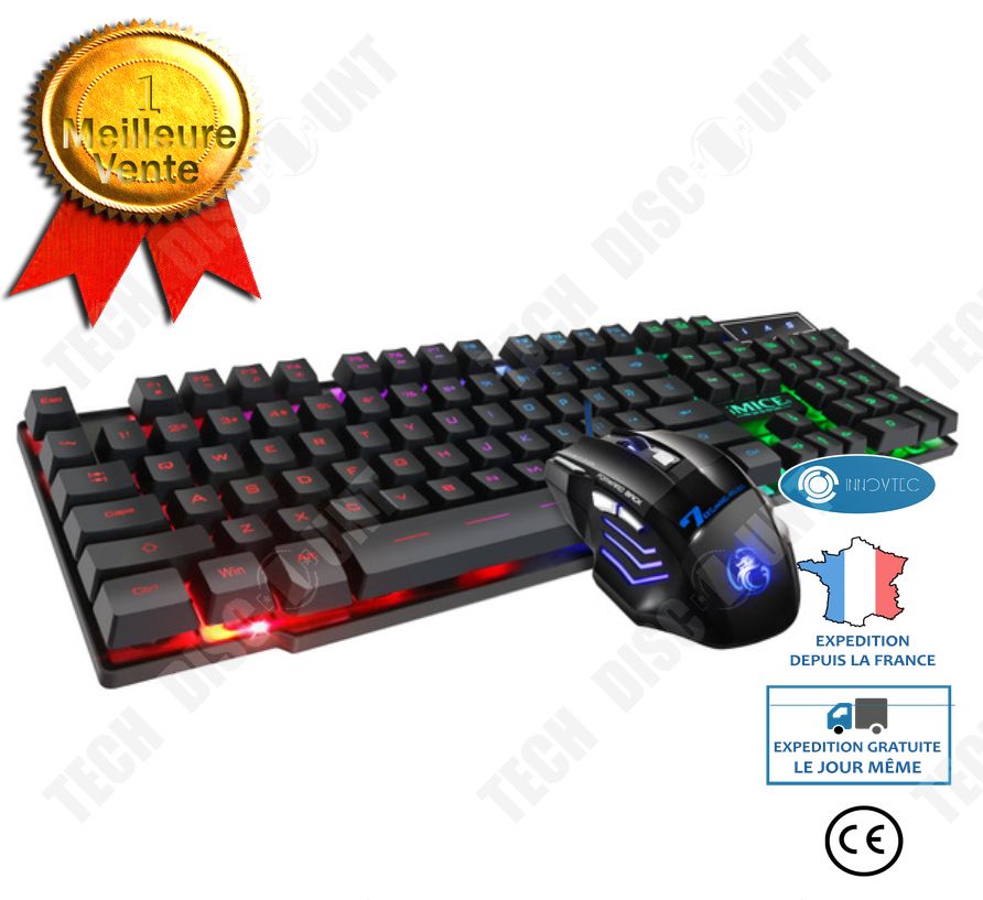 Wireless Keyboard and Mouse Set 2.4G for Retro-Lit Gaming