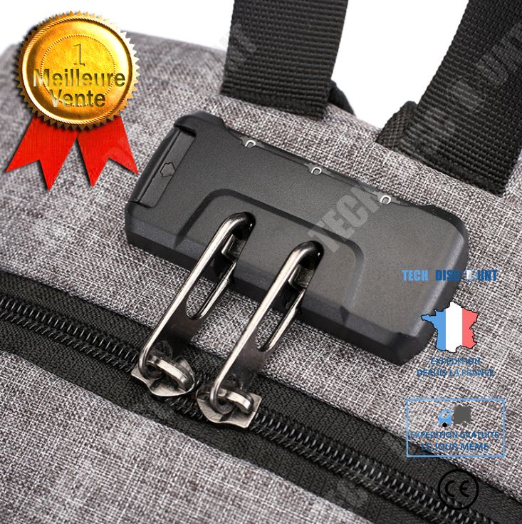 TECH DISCOUNT Anti-Theft Laptop Backpack 15.6 Inch Waterproof with USB Charging Port Business Casual Travel Bag - Black