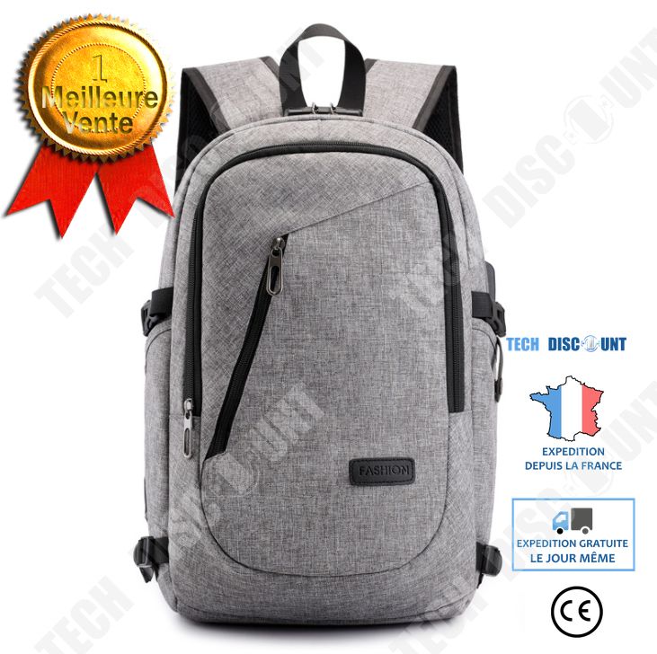 TECH DISCOUNT Anti-Theft Laptop Backpack 15.6 inches Waterproof with USB Charging Port Business Casual Bag - Black