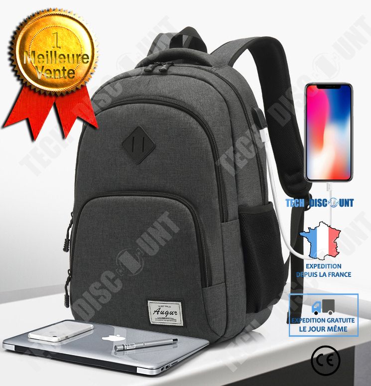 TECH DISCOUNT 17.3-Inch Laptop Backpack for Men and Women with USB Charging Port