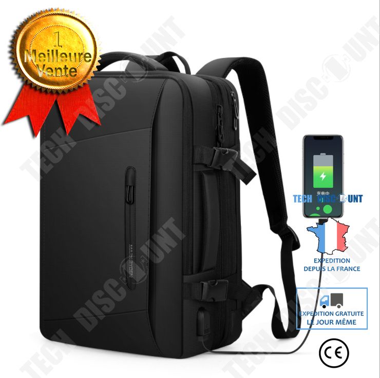 TECH DISCOUNT 17-inch Waterproof Laptop Backpack with USB Charging, Multi-Compartment Design, Anti-Theft Features for Travel