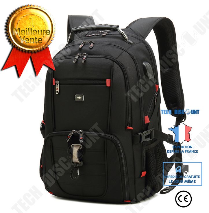 TECH DISCOUNT 17.3-Inch Laptop Backpack for Men, Waterproof with USB Charging Port