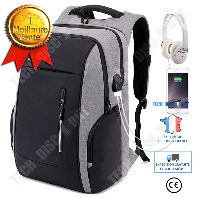 Tech Discount 17.3-inch Laptop Backpack with Anti-Theft Features - Gray
